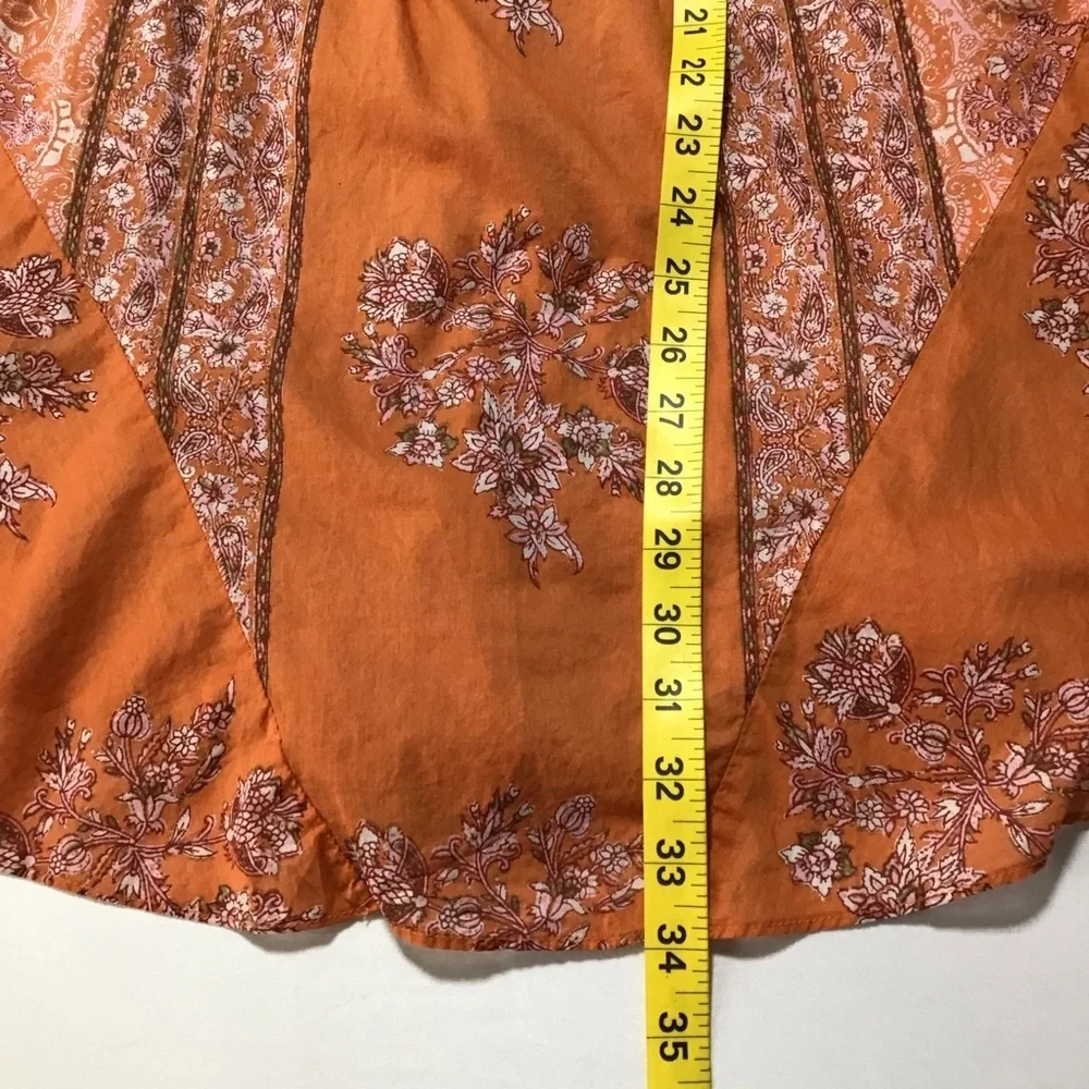 Free People Katie Crochet-Bodice Red and Orange Loral Mini Dress